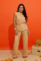 Conjunto de Calça e Camisa sem Mangas Laranja