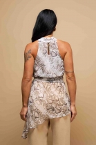 Blusa Assimétrica em Animal Print Piton