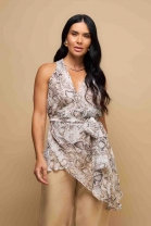 Blusa Assimétrica em Animal Print Piton