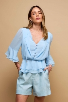 Camisa com Transparência Azul