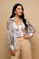 Conjunto de Camisa e Cropped em Animal Print Piton