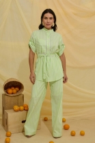 Conjunto de Calça e Camisa Listrada Verde
