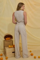 Conjunto de Calça e Blusa com Transpasse Listrado