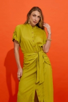 Vestido Longo com Recorte Assimétrico Verde