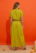 Vestido Longo com Recorte Assimétrico Verde