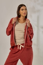 Conjunto de Calça e Jaqueta em Moletinho Terra