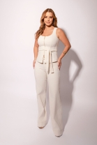 Conjunto de Calça e Blusa Estilo Colete Cru