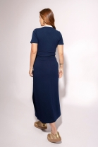 Conjunto de Saia com Fenda Lateral e Blusa Azul