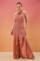 Vestido Longo com Fenda Frontal Rosa