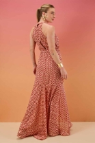 Vestido Longo com Fenda Frontal Rosa