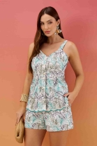 Conjunto Bordado de Short e Blusa Verde