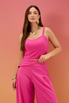 Conjunto de Calça e Cropped Rosa