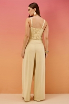 Conjunto de Calça e Cropped Bege