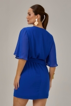 Vestido Curto Transpassado Azul