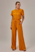 Conjunto de Calça com Amarração e Blusa Laranja