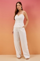 Conjunto de Calça e Blusa de Alça Off White