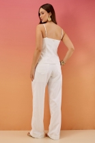 Conjunto de Calça e Blusa de Alça Off White
