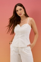 Conjunto de Calça e Blusa de Alça Off White