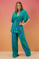 Conjunto de Calça e Kimono Estampado