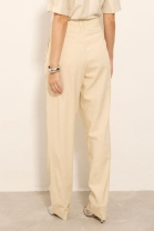 Calça Cós Alto com Botões Frontais Off White