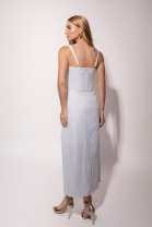 Conjunto de Saia e Blusa Cropped Listrado