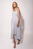 Conjunto de Saia e Blusa Cropped Listrado