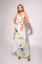 Vestido Longo com Estampa Aquarela