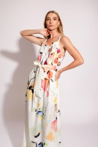 Vestido Longo com Estampa Aquarela