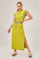 Conjunto de Saia com Fenda Lateral Blusa Verde