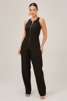 Macacão Frente Única com Zíper Frontal Preto