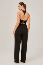 Macacão Frente Única com Zíper Frontal Preto