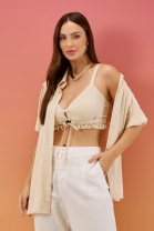 Conjunto de Camisa e Top Cru