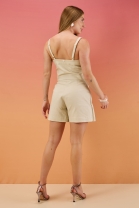 Conjunto de Short Saia e Cropped Bege