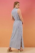 Vestido Longo Azul Listrado