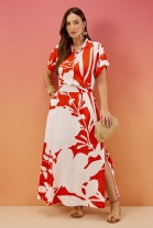 Conjunto de Saia Longa e Camisa Cropped Estampada