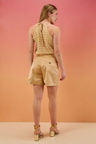 Conjunto de Short Saia e Blusa Bege