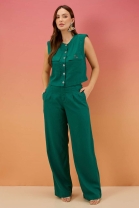Conjunto de Calça Cós Alto e Colete Verde