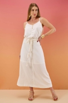 Conjunto de Saia Longa e Blusa Off White