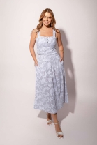 Conjunto Bordado de Saia e Blusa Cropped Listrado