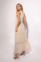 Vestido Longo Bordado Bege