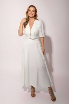 Vestido Longo com Mangas Bufantes Off White