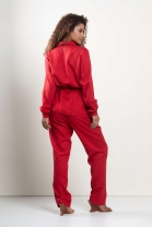 Conjunto de Calça e Camisa com Babado Vermelho