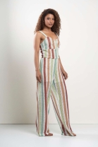 Conjunto de Calça e Cropped em Tela Colorido