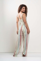 Conjunto de Calça e Cropped em Tela Colorido