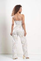 Conjunto de Calça e Cropped Off White Estampado