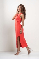 Conjunto de Saia e Cropped com Recortes Vermelho