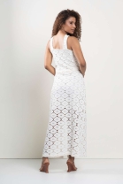 Conjunto de Saia Longa e Blusa Flor 3D Off White