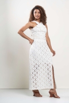 Conjunto de Saia Longa e Blusa Flor 3D Off White