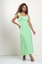 Conjunto de Saia Midi e Cropped Flor 3D Lima