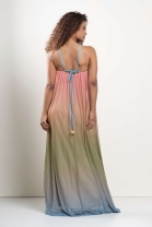 Vestido Longo Alça Floral Degrade